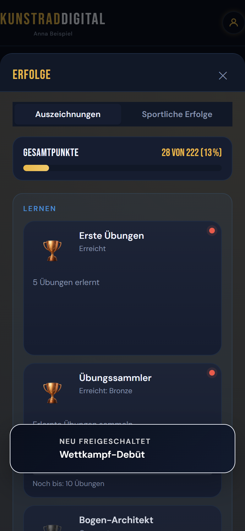 Erfolge mit Auszeichnungen, Trophäen und Meilensteinen